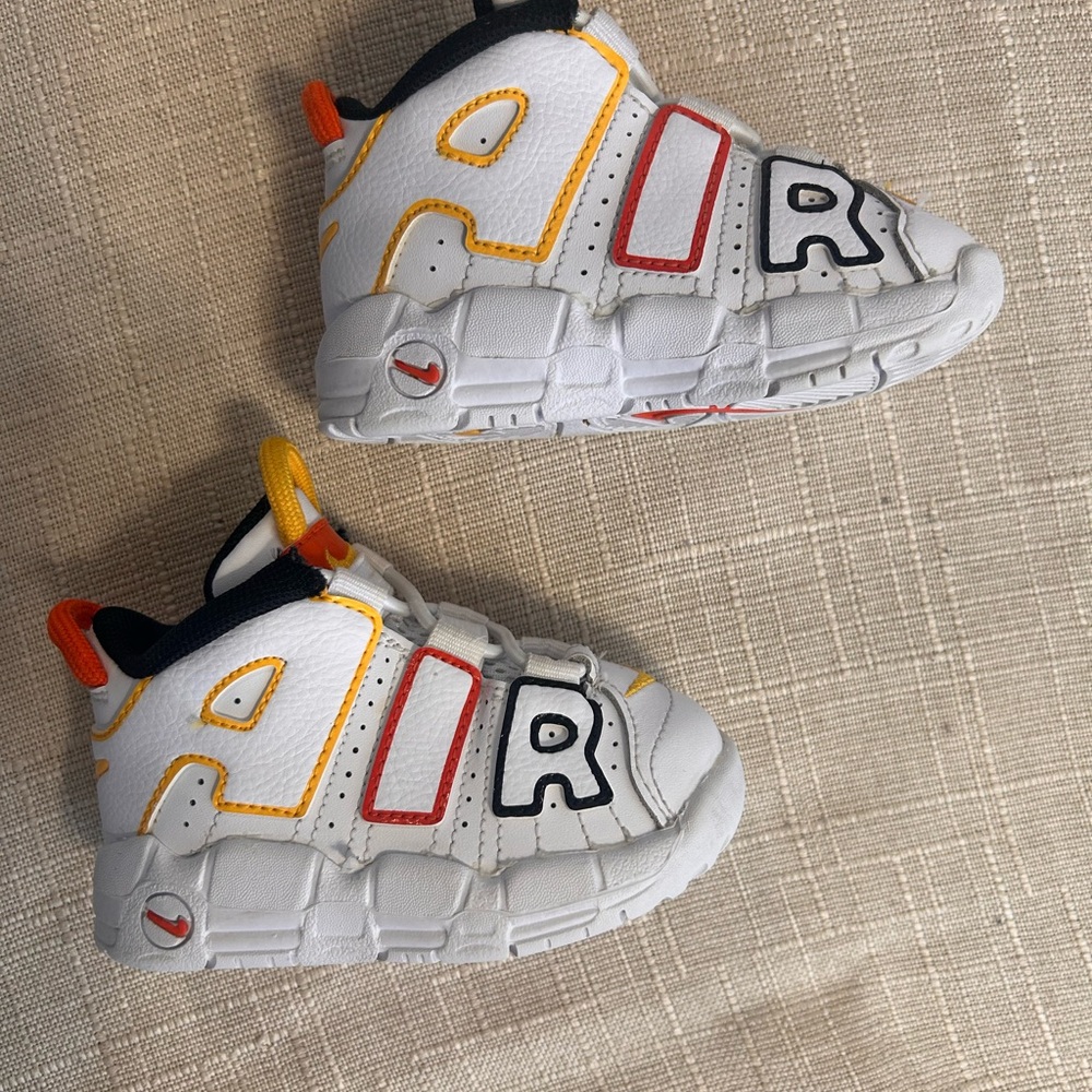 Nike Kids Air More Uptempo Sneakers - White, Red, Black, Orange